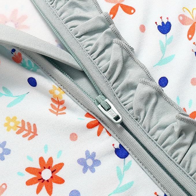 JunNeng Baby Girl Viscose from Bamboo Sleeper with Mitten Cuffs, 2 Way Zipper Romper, Sleep N' Play Pajamas 0-18 Months