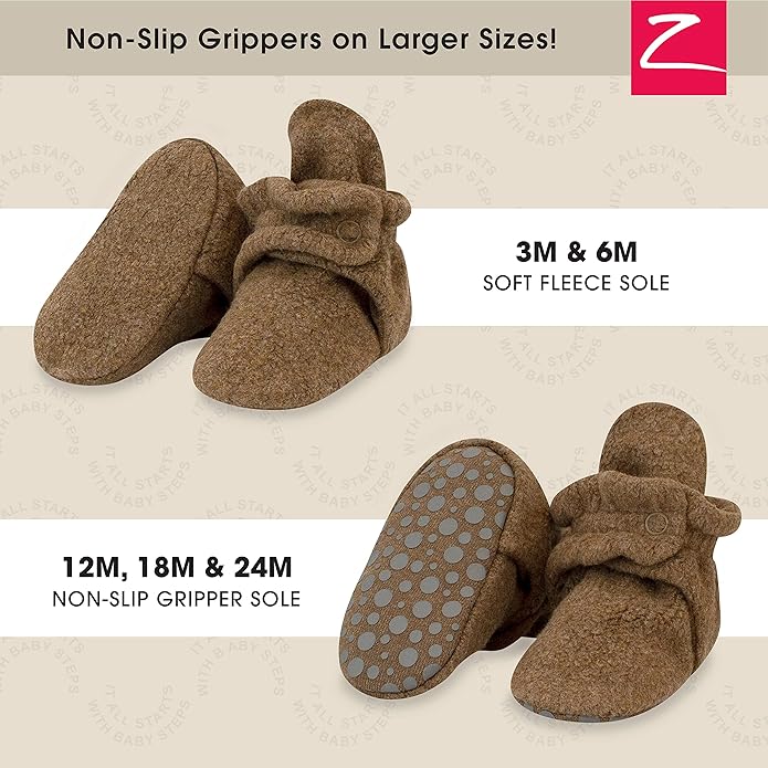 Zutano Unisex Fleece Baby Booties, Two Snap Closure, Newborn to 24 Months