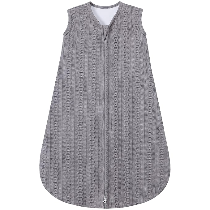 Baby Sleep Sack 12-18 Months, Baby Wearable Blanket 100% Acrylic knit 2-Way Zipper Toddler Sleeping Sack TOG 0.5 (Grey)