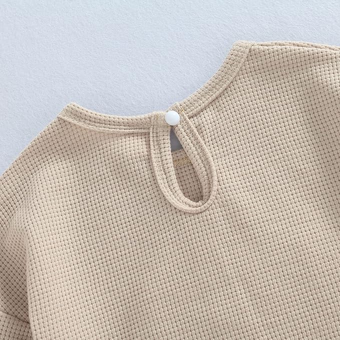 Douhoow Cute Baby Sweatshirt Romper Waffle Knit Baby Clothes Infant Girl Boy Fall Winter Outfits