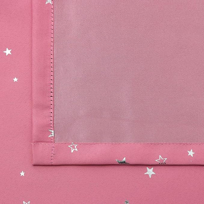 BGment Pink Star Blackout Curtains for Kid's Bedroom - Grommet Thermal Insulated Room Darkening Printed Curtains for Living Room, Set of 2 Panels, 52 x 84 Inch