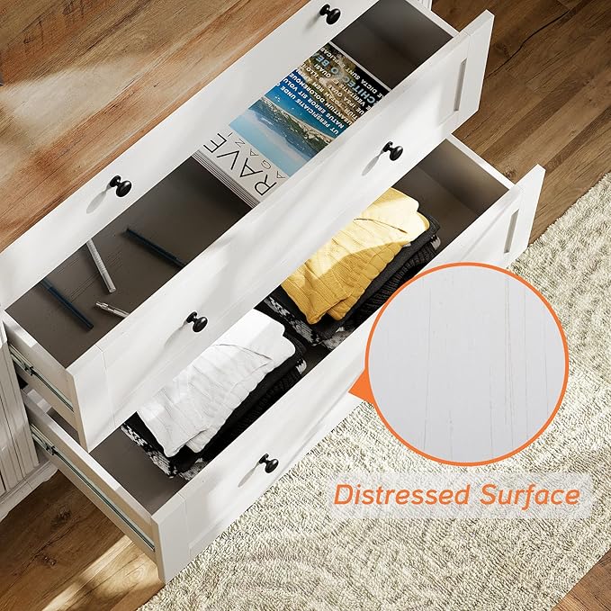 WAMPAT 9 Drawer Dressers for Bedroom, White Kids Dresser with 9 Wide Chest of Drawers, Mid Century Wooden Closet Storage Organizer, Large Wood Baby Dressers for Living Room, Nursery, Hallway