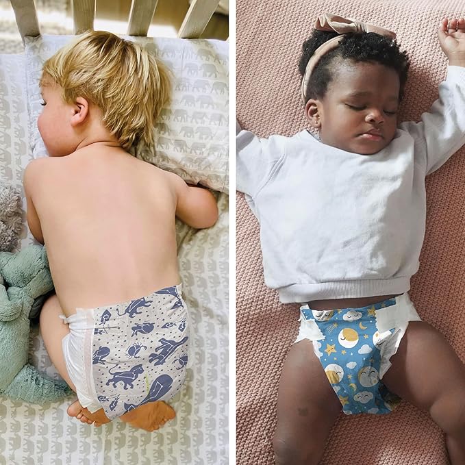 The Honest Company Clean Conscious Overnight Diapers for Sensitive Skin, Hypoallergenic Fragrance-Free Baby Diapers, Cozy Cloud and Star Signs Design, Club Box, Size 6 (35+ lbs), 34 Count