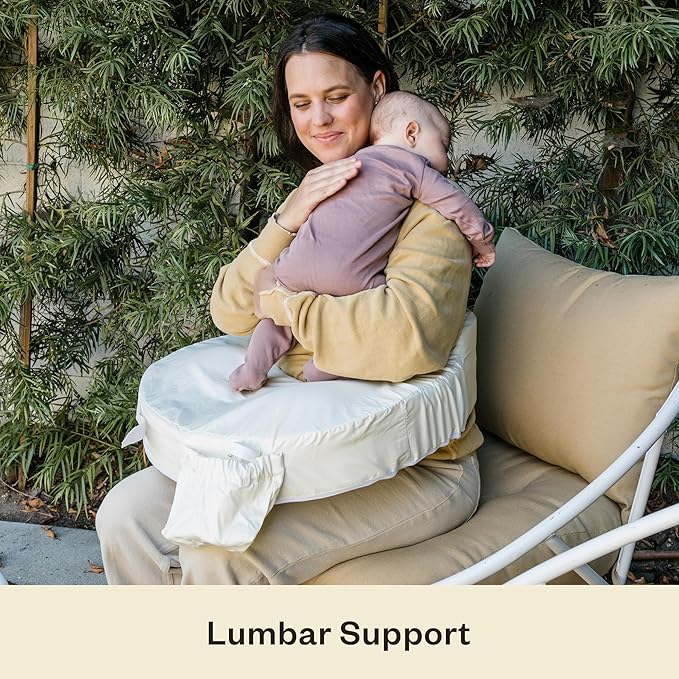 My Brest Friend Deluxe Organic Nursing Pillow 100% Organic Cotton Slipcover Ergonomic Breastfeeding Pillows Supports Both Mom and Baby Breastfeeding Essentials Handy Side Pocket Cream