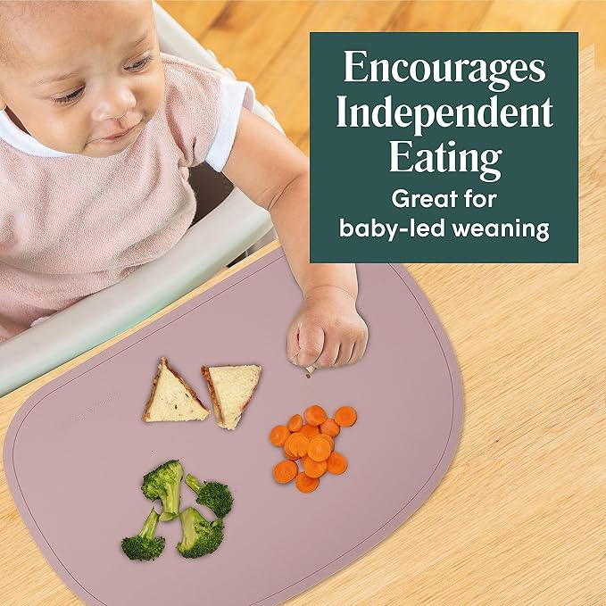 Simka Rose Silicone Baby Placemats That Stick to Table - Non Slip with Raised Edges - For Toddlers and Kids - Dishwasher Safe (Sage)