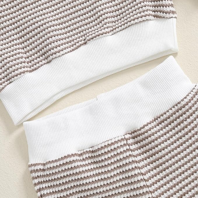 Toddler Baby Boy Fall Clothes Waffle Outfit Long Sleeve Color Blocking Sweatshirt Pullover Jogger Pant Set