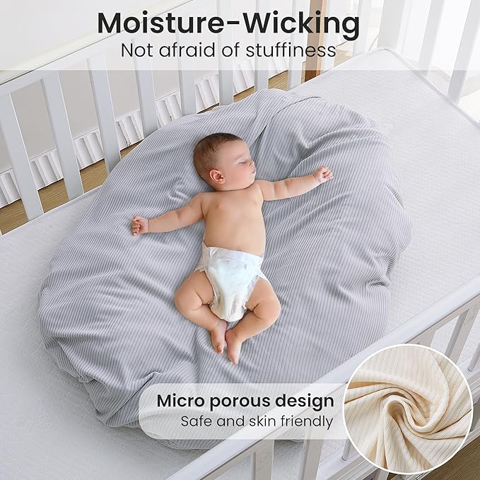Jersey Unisex Swaddle Blanket, Ultra Soft Stretchy Receiving Blanket, Newborn Swaddle Wrap for Boys & Girls, 40 x 30 inches, 2 Pcs, Grey & Khaki