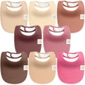 8-Pack Organic Baby Bibs for Girls, Boys - Quilted Cotton Cloth Baby Drool Bibs for Drooling and Teething Toddler, Newborn, Infant, Soft & Super Absorbent (Rosewood)