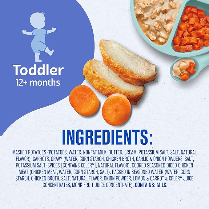 Gerber Mealtime for Toddler Mashed Potatoes & Gravy with Roasted Chicken & Carrots, 6.6 Ounce (Pack of 8)