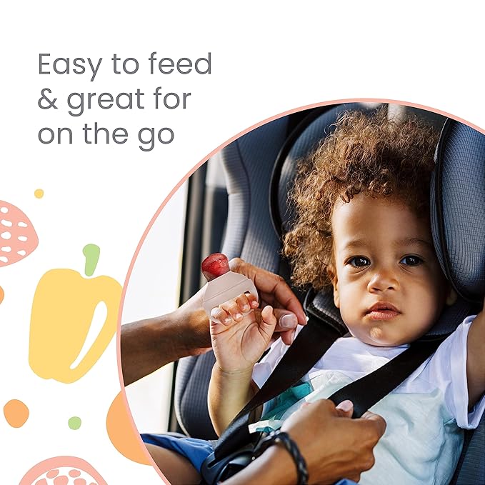 Lulyboo Silicone Fresh Fruit and Veggie Self-Feeder Pacifier for Babies 6+ Months - BPA-Free, Dishwasher Safe, Food-Grade Silicone Baby Food Feeder with Small Holes for Safe, Nutritious Self-Feeding