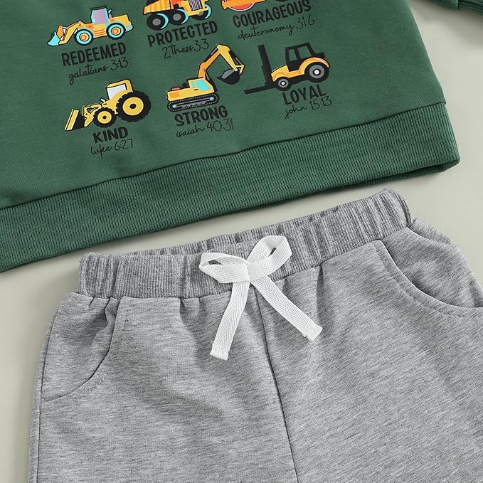 Nyapruwe Toddler Baby Boy Fall Outfit Funny Print Long Sleeve Sweatshirt Joggers Pants Set Kids Warm Winter Clothes