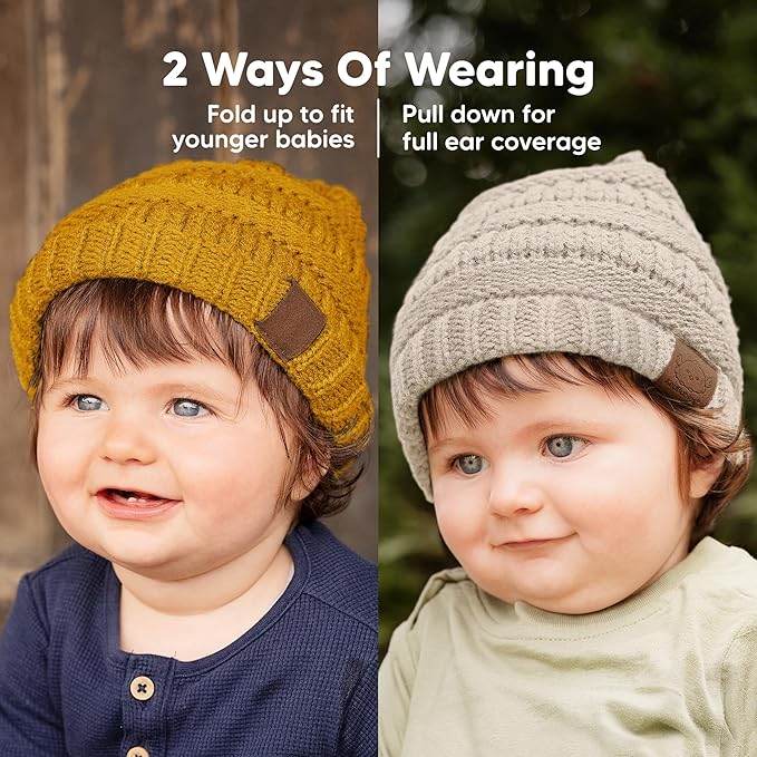 KeaBabies 3-Pack Baby Beanies for Boys, Girls - Stretchy Knit Baby Hats, Cute Newborn & Toddler Winter Hat, Soft & Warm Infant Beanie 6-36 Months (Sunshine, M)