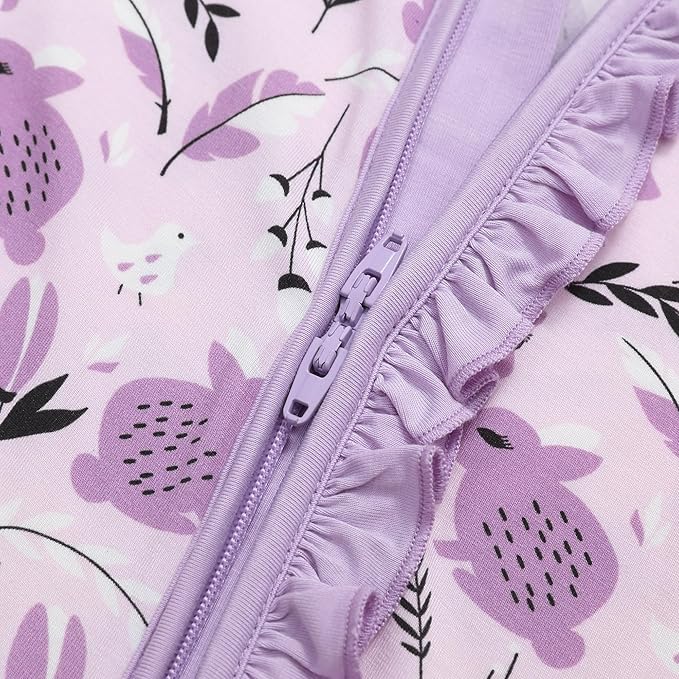 JunNeng Baby Girl Viscose from Bamboo Sleeper with Mitten Cuffs, 2 Way Zipper Romper, Sleep N' Play Pajamas 0-18 Months