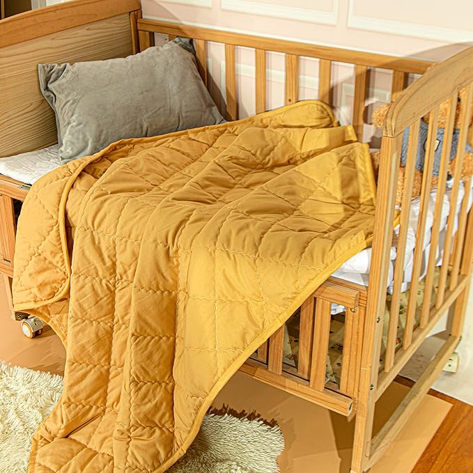 NTBAY Down Alternative Toddler Comforter, Lightweight and Warm Solid Color Baby Crib Quilted Blanket, 39x47 inches, Yellow