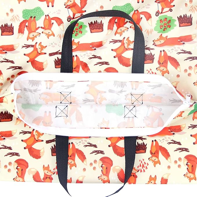 wegreeco Reusable Hanging Wet Dry Cloth Diaper Bag (Orange, Fox)