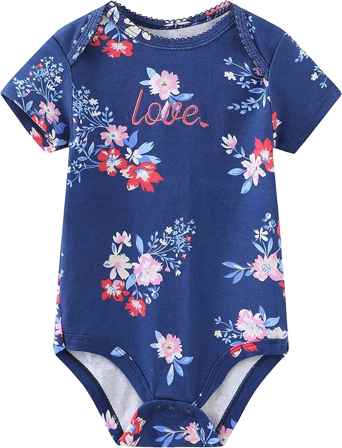 Kiddiezoom Newborn Baby Unisex Cotton One-Piece Bodysuits Baby Gift 5-Pack Baby Clothes