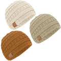 3-Pack Baby Beanies for Boys, Girls - Stretchy Knit Baby Hats, Cute Newborn & Toddler Winter Hat, Soft & Warm Infant Beanie 6-36 Months (Latte, M)
