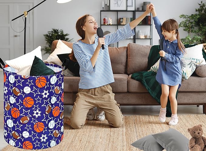 Round Laundry Hamper Storage Basket Laundry Organizer Hamper Storage Bins Clothes and Toys Box Nursery Hamper Gift Basket For Kids with Handles