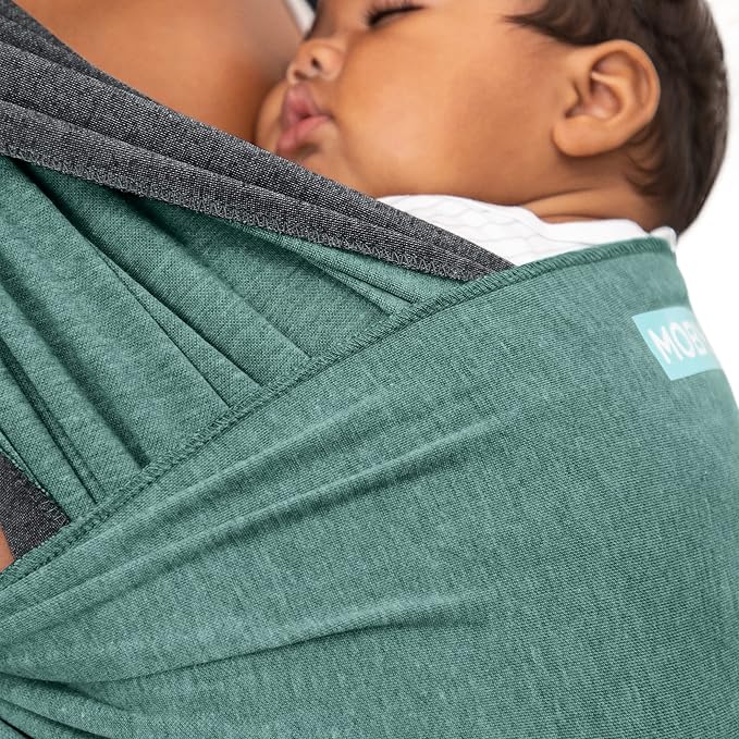 Moby Baby Wrap Carrier Reversible for Newborns to Toddlers (8-33lbs), Infant Sling Carrier, Ultra Lightweight & Hands Free Design, Adjustable for All Body Types (Jade/Grey)