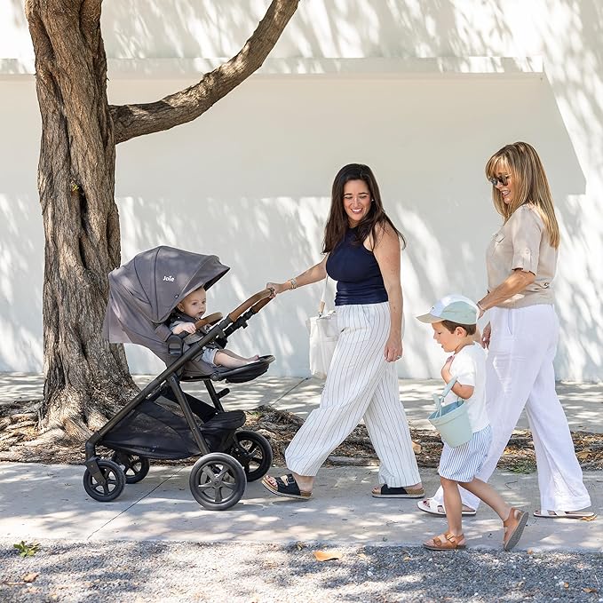 Joie Hazel Height Adjustable Stroller – Travel-Friendly Stroller with Height Adjustable Seat, Multi-Position Recline, and All-Terrain Wheels (Thunder)