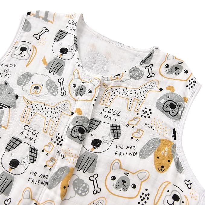 TADO MUSLIN Toddler Sleep Sack 2-4T, 0.5 TOG Lightweight Wearable Blanket, 100% Organic Cotton Muslin, Sleeveless, 2-Way YKK Zipper, OEKO-TEX Certified, Pup
