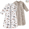 Baby Sleep Sack 6-12 Months, Long Sleeve Baby Wearable Blanket 0.5 Tog with Mittens, 2-Way Zipper Infant Cotton Sleeping Sack for Boy and Girl Grey Elephant 2 Pack (Medium)