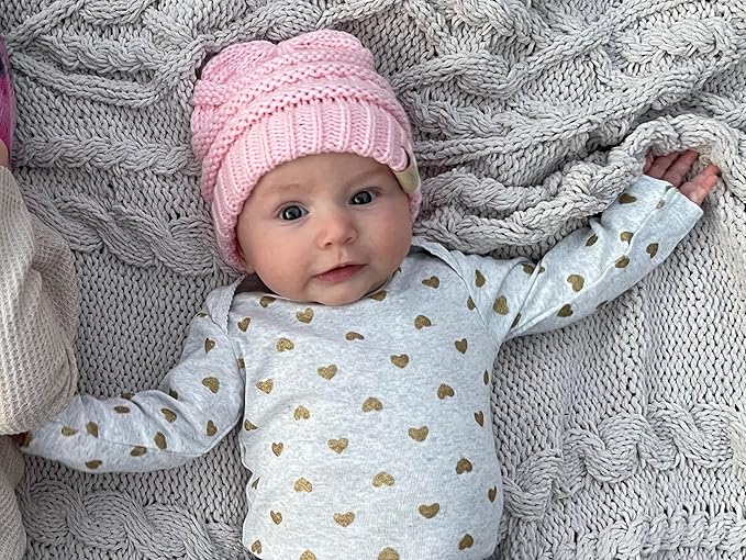 Funky Junque Baby Winter Hat – Cute Newborn Hats, Cozy Warm Infant Beanie, Soft Knit Stocking Stuffer for Babies 0–12 Months