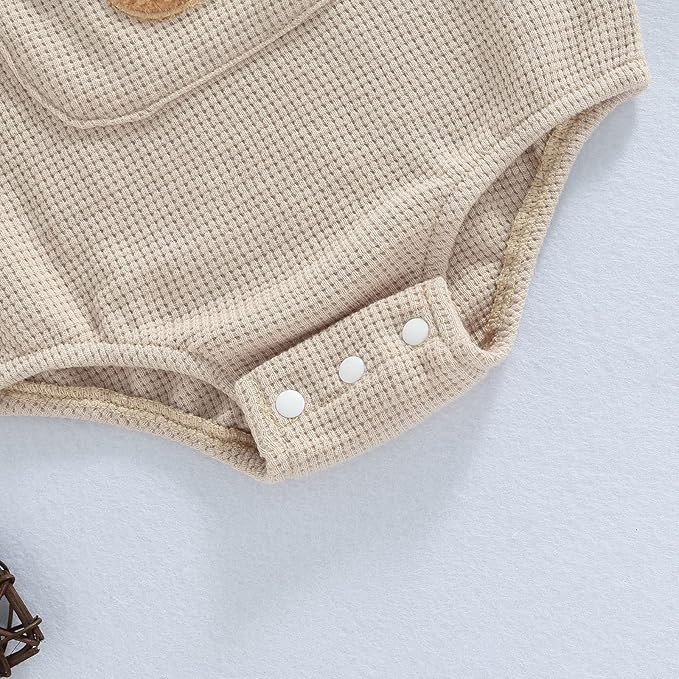 Douhoow Cute Baby Sweatshirt Romper Waffle Knit Baby Clothes Infant Girl Boy Fall Winter Outfits