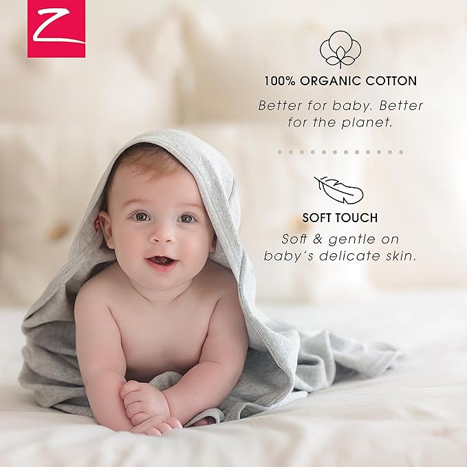 Zutano Hooded Baby Towels, Organic Cotton Baby Bath Towel, Ultra Soft and Absorbent Baby Towel for Newborn and Infant | Girl, Boy, and Unisex Towel Set, Rubber Duckies, 2-Pack
