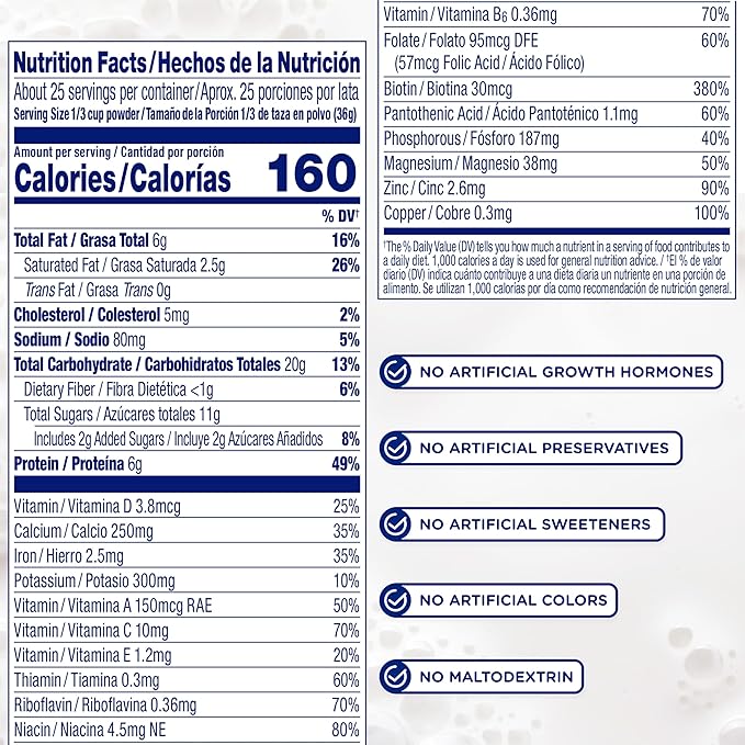 Enfagrow Premium Toddler Nutritional Drink, Made with Real Milk, Brain-Building Omega-3 DHA, Nutrients and Prebiotics for Growth & Immune Support, Non-GMO, Toddler Milk Powder, 32 Oz Can