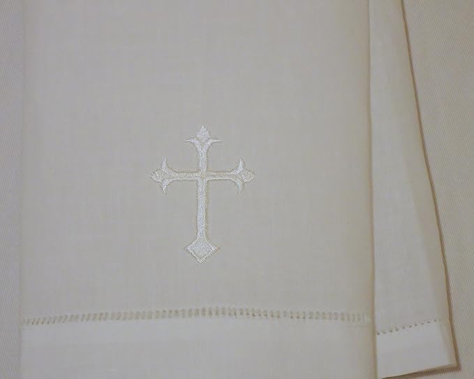 Integrity Designs White Linen Baptism/Christening Cloth with White Cross