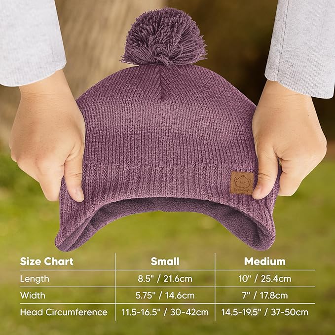 Baby Beanies, Baby Hats for Boys, Girls - Cute Toddler Winter Hat, Soft & Stretchy Beanies for Infant, Newborn 6-36 Months, Cozy & Warm with Earflap Muff & Pom (Regalia)