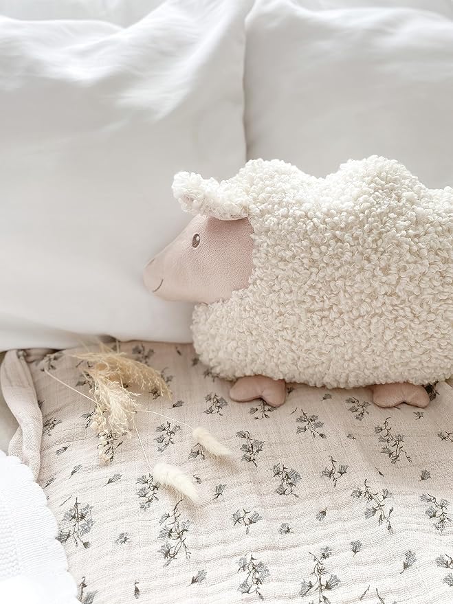 MON AMI Lamb Shaped Pillow – 13.5x12 Inch Plush Sheep Cushion | Soft Decorative Stuffed Animal Pillow | Cute Room, Nursery, or Bed Décor | Cozy Hugging Pillow & Gift for All Ages