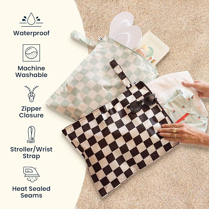 Tiny Twinkle Wet Dry Bag – 2 Pack Reusable Waterproof & Mess Proof Wet Bags for Swimsuits & Travel, Baby Towels & Beach Essentials,a Diaper Bag Must-Have(Sweet Treat)