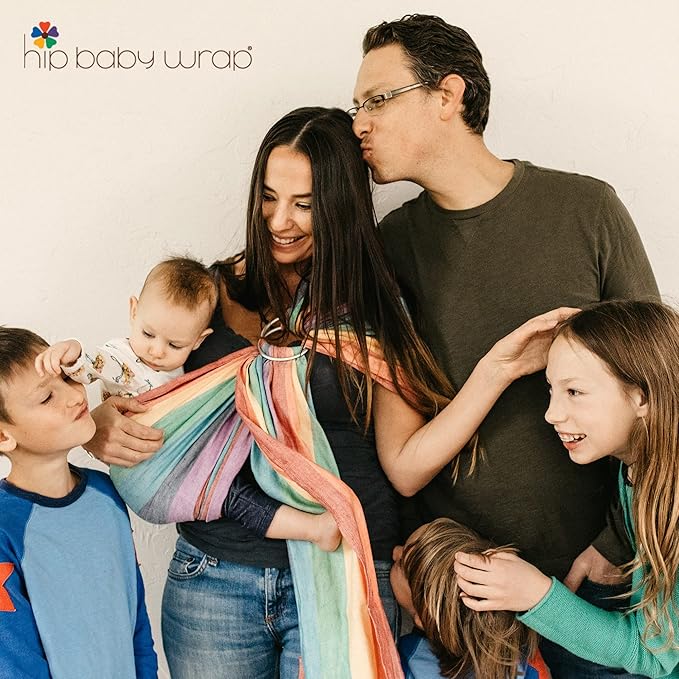 Hip Baby Wrap Ring Sling Baby Carrier for Infants and Toddlers - 100% Soft Cotton Baby Wraps Carrier for Babies 8-35 lbs - Perfect Baby Shower Gifts Moms and Dads - Nursing Cover (Rainbow Honeycomb)
