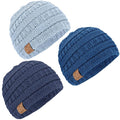 3-Pack Baby Beanies for Boys, Girls - Stretchy Knit Baby Hats, Cute Newborn & Toddler Winter Hat, Soft & Warm Infant Beanie 6-36 Months (Cobalt, M)