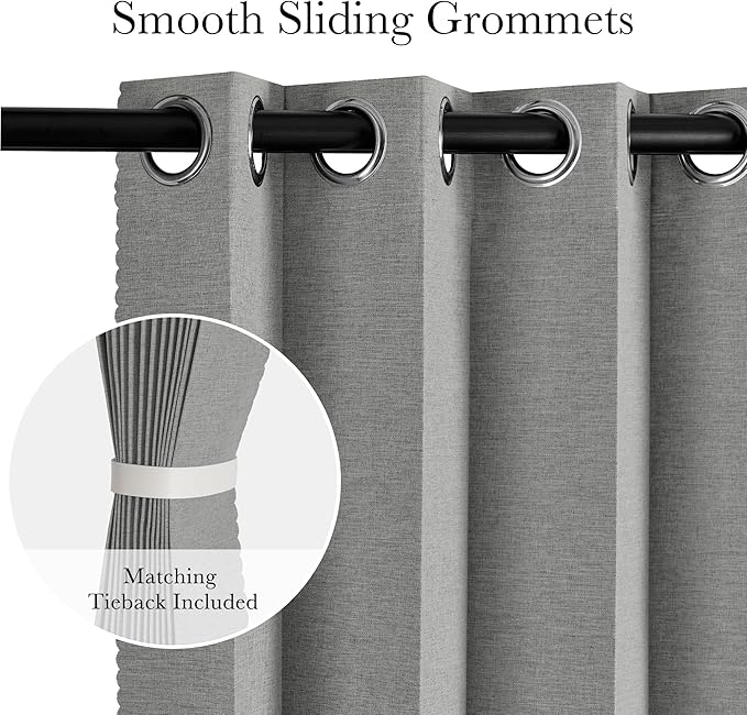 RYB HOME Accordion Style Room Divider Curtain-100% Blackout Folding Accordion Curtain for Sliding Glass Door/Bedroom, Privacy Assurd Living Room/Office Drape 1 Panel with Tieback, W100 x L96, Grey
