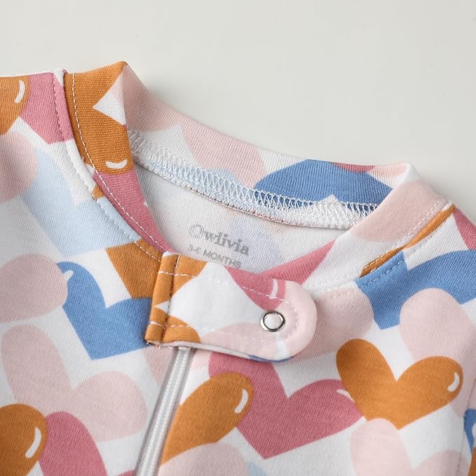 Owlivia Organic Cotton Baby Boy Girl Zip up Sleep 'N Play Pjs, Footless, Long Sleeve
