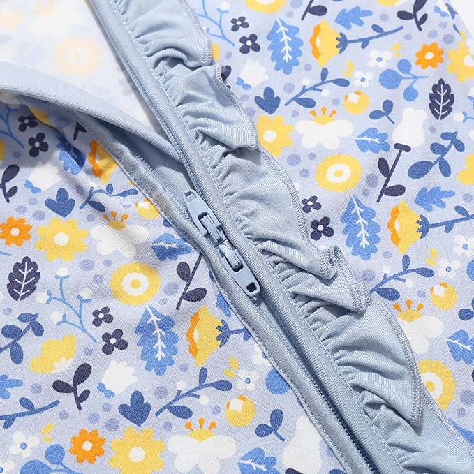 JunNeng Baby Girl Viscose from Bamboo Sleeper with Mitten Cuffs, 2 Way Zipper Romper, Sleep N' Play Pajamas 0-18 Months