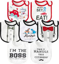 7Pcs Cotton Waterproof Baby Bibs Hook Loop Closure Newborn Bib Keepsake Baby Gift for Drooling Feeding Eating