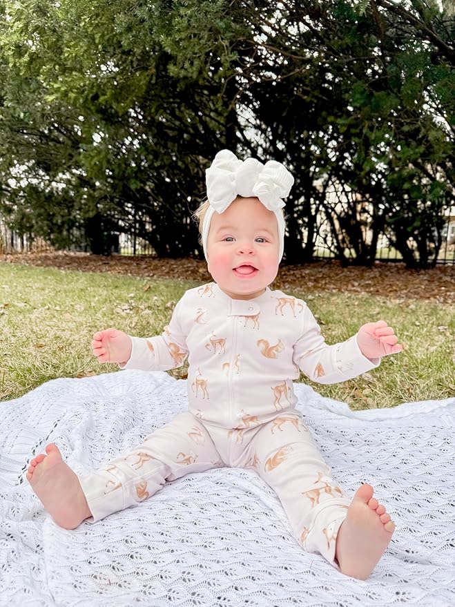 Owlivia Organic Cotton Baby Boy Girl Zip up Sleep 'N Play Pjs, Footless, Long Sleeve