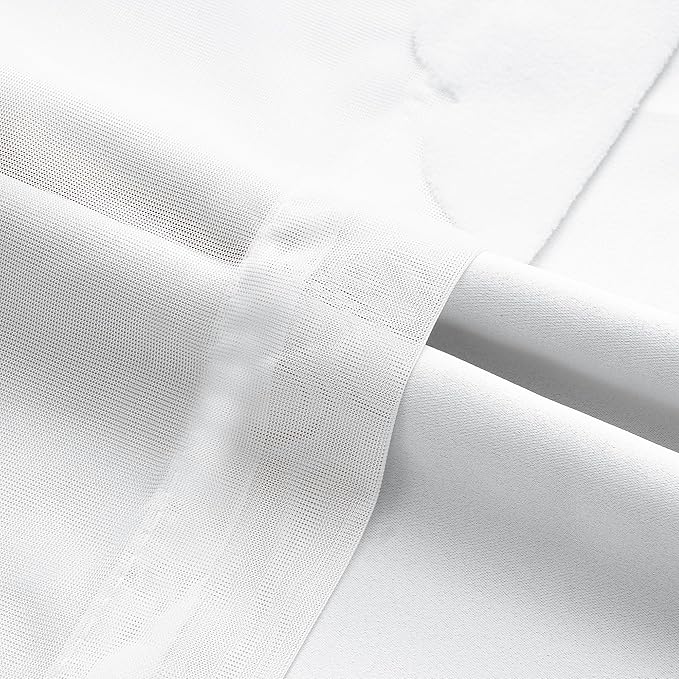 White Light Blocking Curtains for Bedroom with Sheer Overlay 95 Inch Double Layer Kids Room Decor Drapes Grommet Nursery Curtains 2 Panels Set 52 x 95 Inch