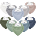Susurration Muslin Baby Bibs 10Pack Baby Bandana Drool Bibs Soft Adjustable Newborn Bibs for Unisex Baby Girls & Boys (Bluegreen)