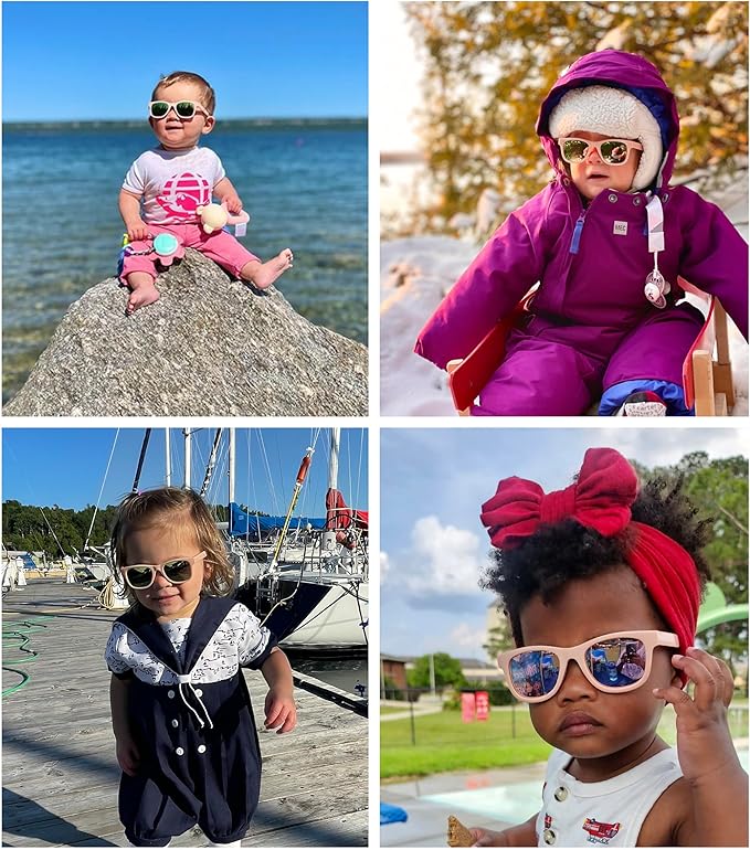 COCOSAND Flexible Baby Sunglasses with Strap Polarized UV Protection for Toddler Infant Newborn Boy Girl Age 0-24 Months