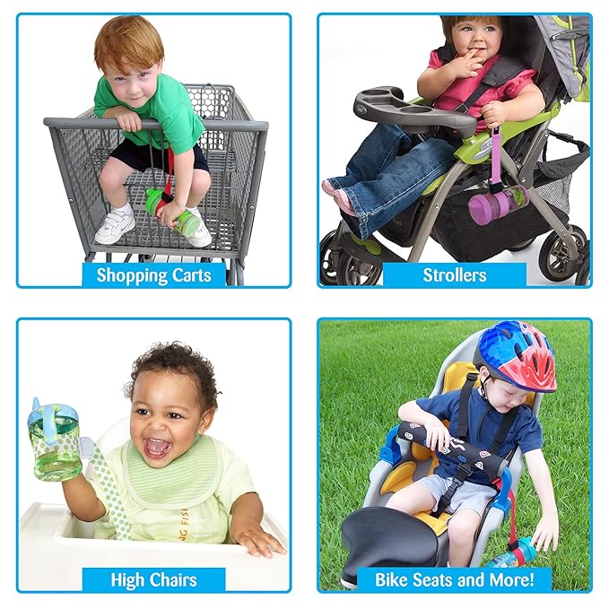 PBnJ Baby SippyPal Sippy Cup Holder Strap Leash Tether (Blk/White Dot 2-Pack)