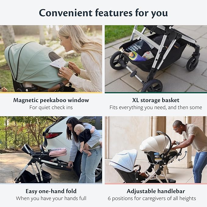 Mockingbird Single-to-Double Stroller 2.0 - Modular Full-Size Baby Stroller for 1, 2 or 3 Kids - Includes Cup Holder - Sage