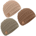 3-Pack Baby Beanies for Boys, Girls - Stretchy Knit Baby Hats, Cute Newborn & Toddler Winter Hat, Soft & Warm Infant Beanie 6-36 Months (Dune, M)