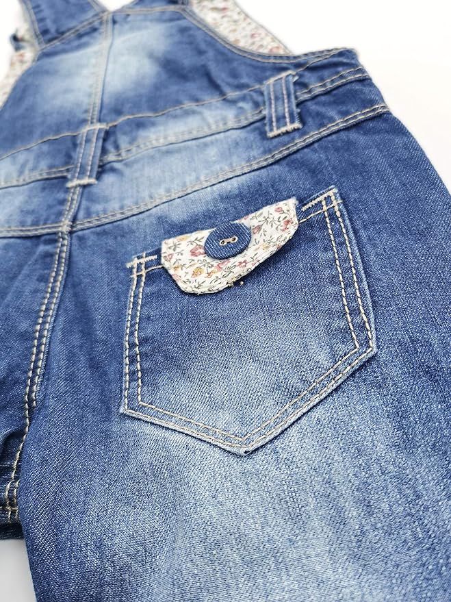 KIDSCOOL SPACE Baby Little Kids Cute Denim Embroidered Fashion Jean Overalls
