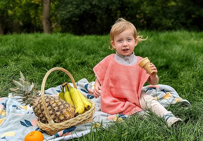 MATZ Terry Towel Snap On Toddler & Baby Bibs | For Feeding Drooling And Teething | Full Coverage For Babies | Ultra Absorbent 100% Cotton Bibs | Unisex | With Soft Ribbed Neck