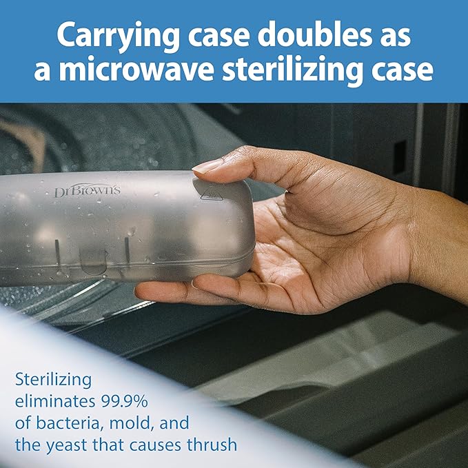 Dr. Brown's Butterfly Breastfeeding Nipple Shields for Protecting Sore, Flat or Inverted Nipples, Essential for Latching Difficulties with Microwave Sterilizer Carrying Case, 20mm
